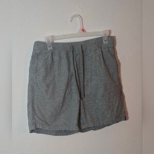 No Boundaries Linen Blend Summer Casual Shorts Gray Elastic Waist Drawstring S